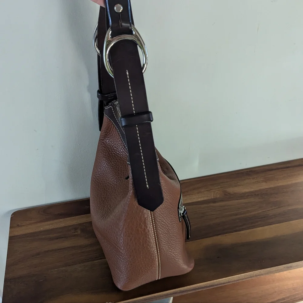 Dooney & Bourke Brown Leather Hobo Handbag - Picture 9 of 16